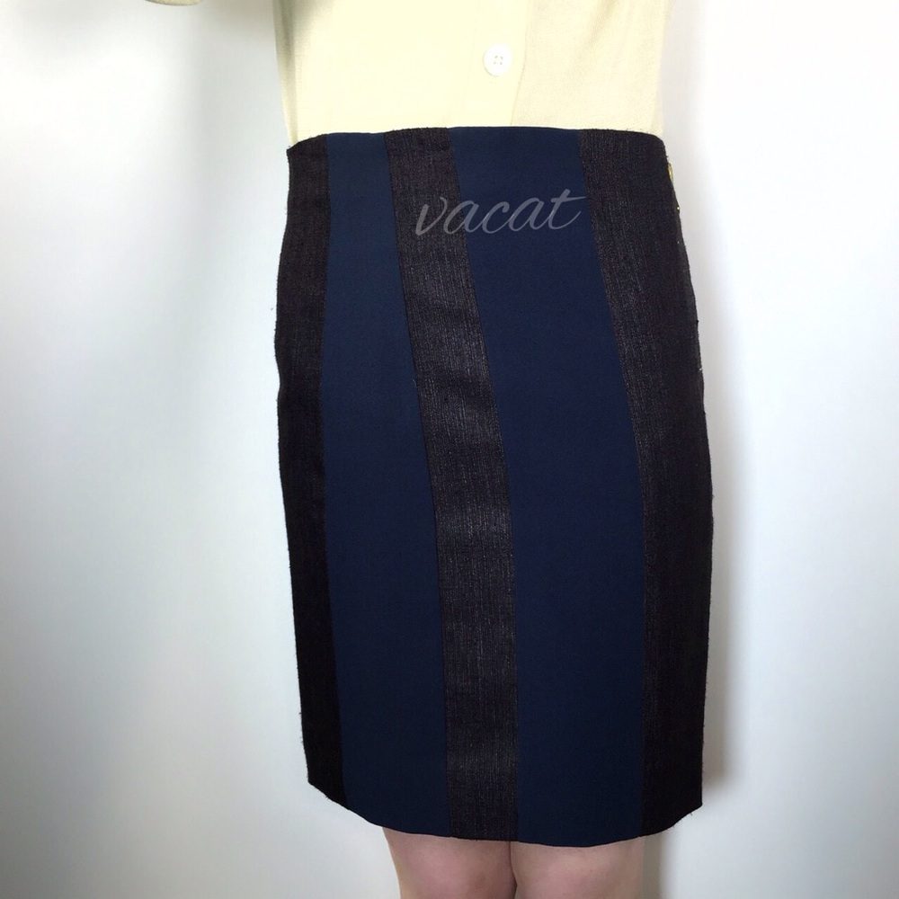 Balenciaga Blue & Dark Grey Mini Skirt w/Bold Front Zip - Picture 4 of 5